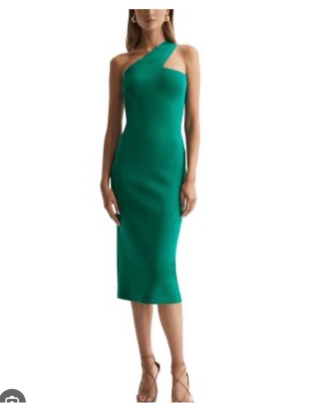 Reiss Emerald One-Shoulder Midi Dress